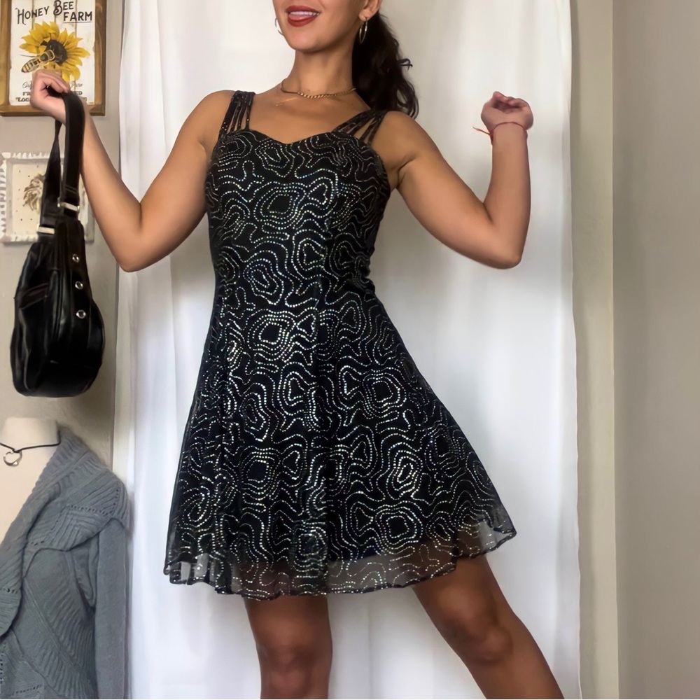 All That Jazz Psychedelic Glitter Vintage Mini Dress